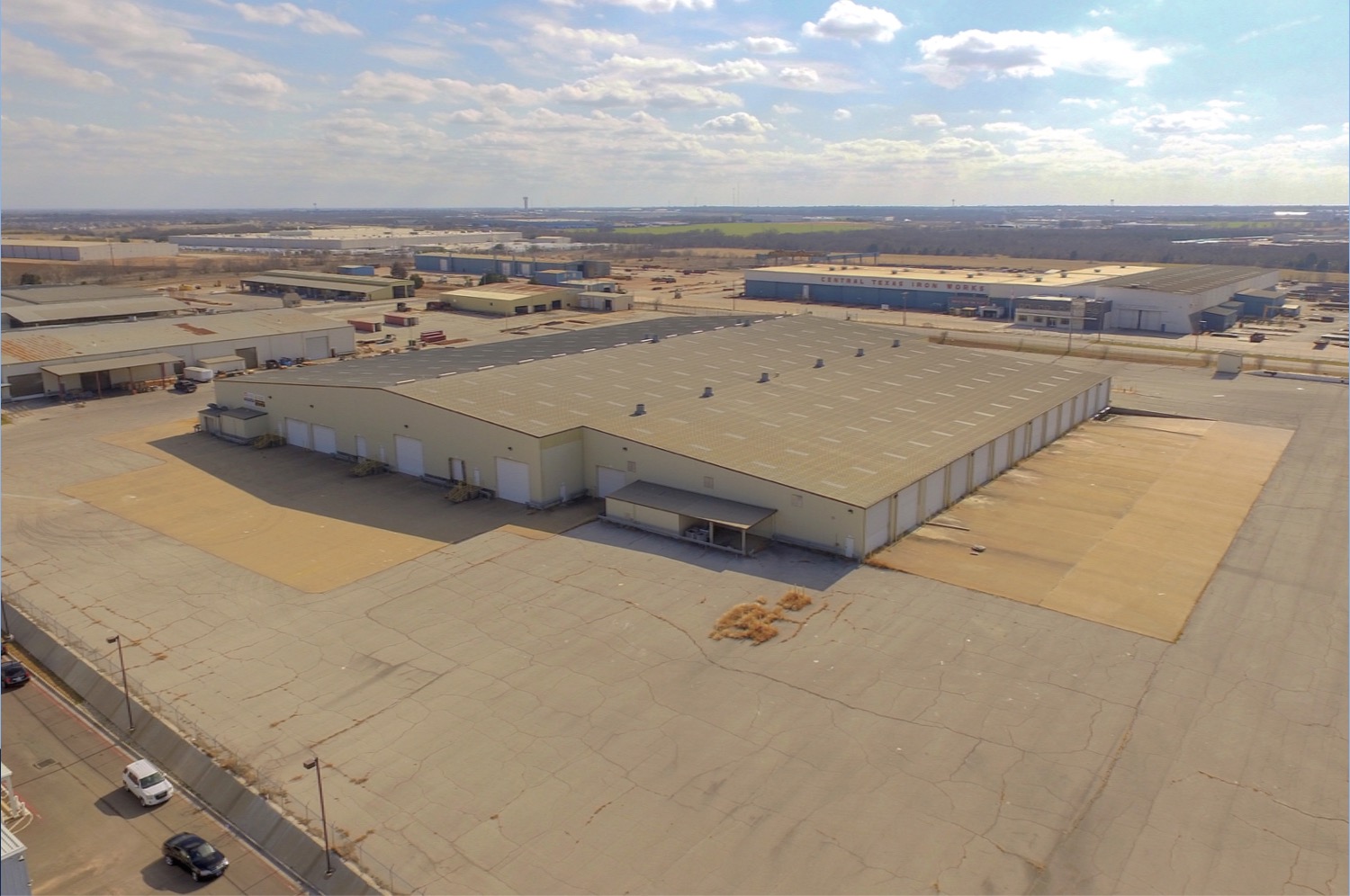 Aerial photo of industrial space in West Loop in Waco, Texas