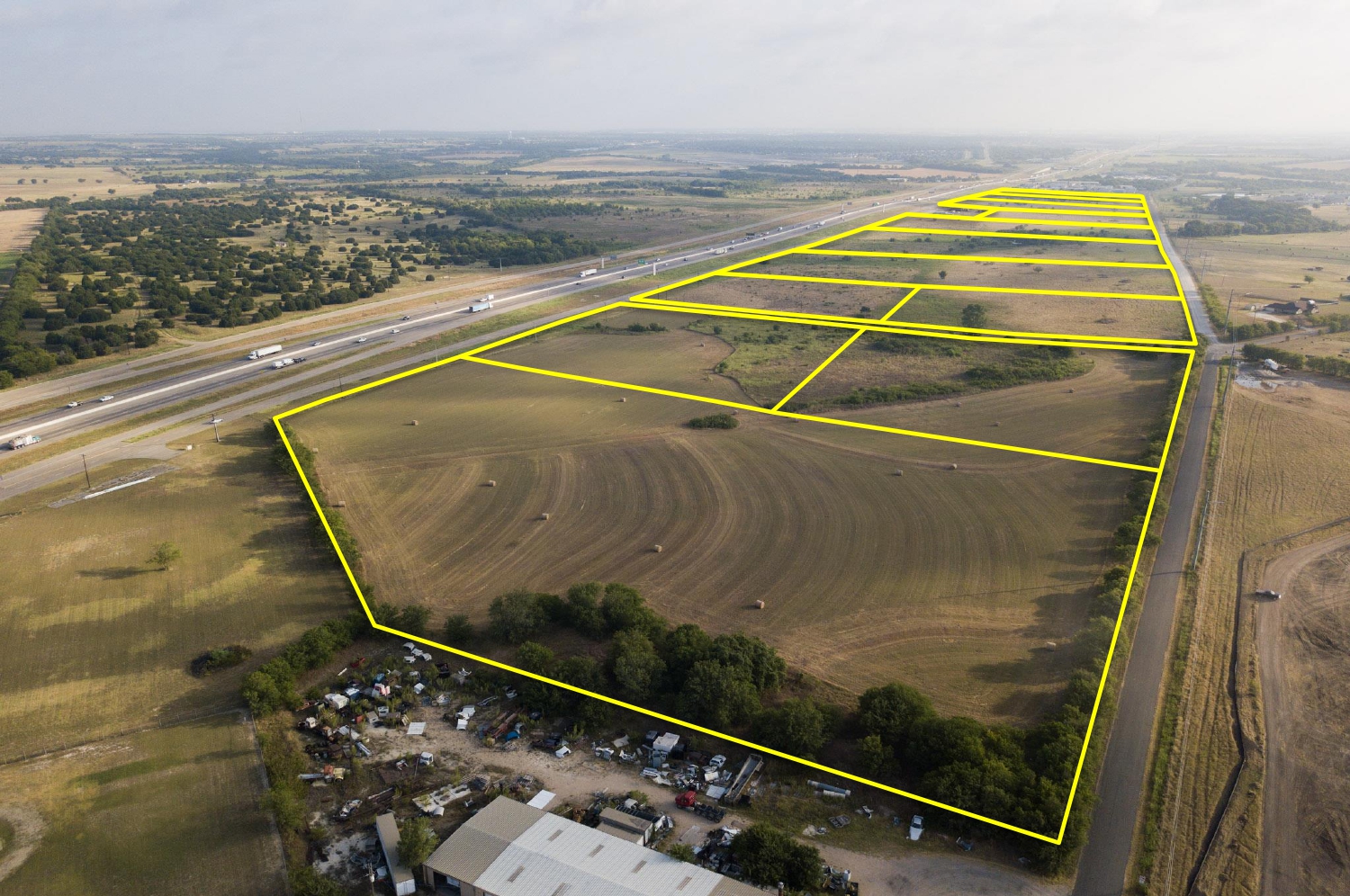 Aerial photo of expansive 15 acre tract for investment oppotunity in Lorena, Texas