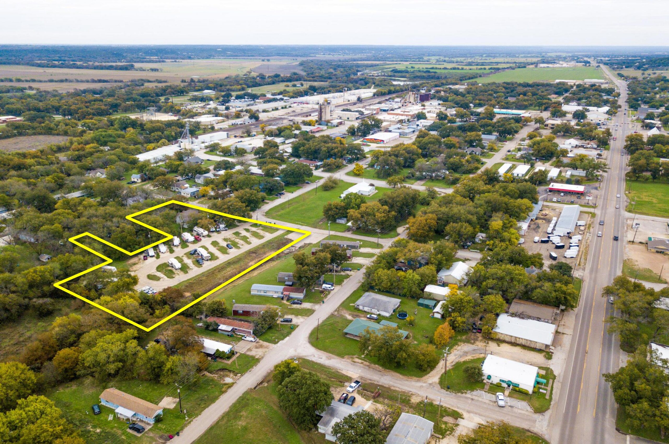 Aerial photo of Hackberry Acres RV Park in Clifton, Texas